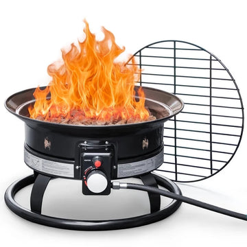 Devoko 19-inch Outdoor Propane Gas Fire Pits 58000 BTU Portable Smokeless Fireplaces with Cover, Grate & Carry Kit for Patio Outside Camping